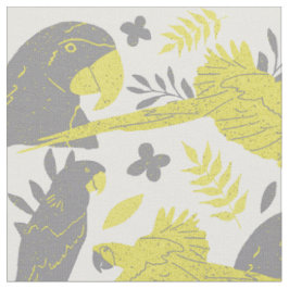 Ara Parrot Gelbgraues tropisches Leaf Muster Stoff
