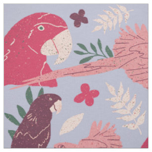 Ara Parrot Pink Burgund tropisches Leaf-Muster Stoff