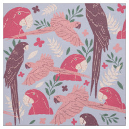 Ara Parrot Pink Burgund tropisches Leaf Muster Stoff