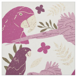 Ara Parrot Pink tropisches Leaf Muster Stoff