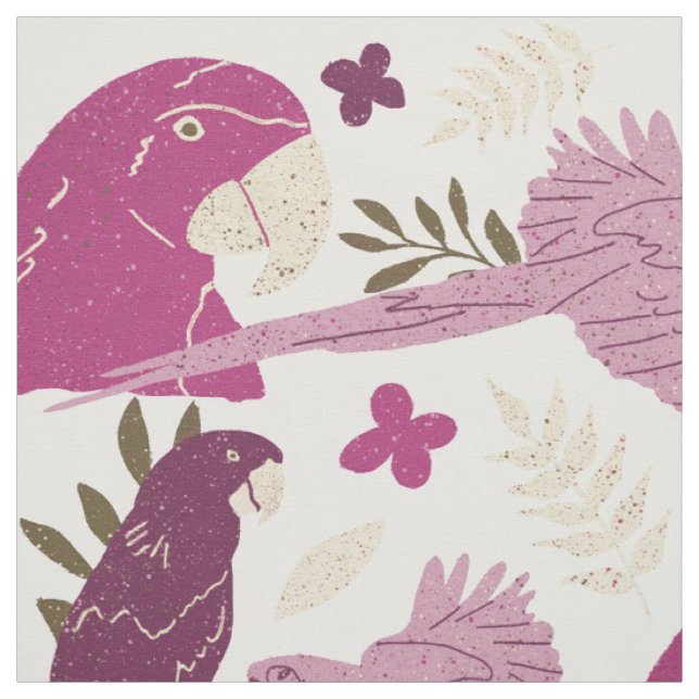 Ara Parrot Pink tropisches Leaf Muster Stoff (Muster)