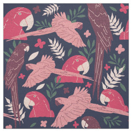 Ara Parrot Red Blue Tropical Pattern Stoff