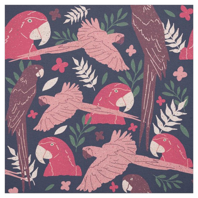 Ara Parrot Red Blue Tropical Pattern Stoff (Muster)