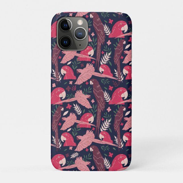 Ara Parrot Tropical Leaf Muster Zeichnend Case-Mate iPhone Hülle (Rückseite)