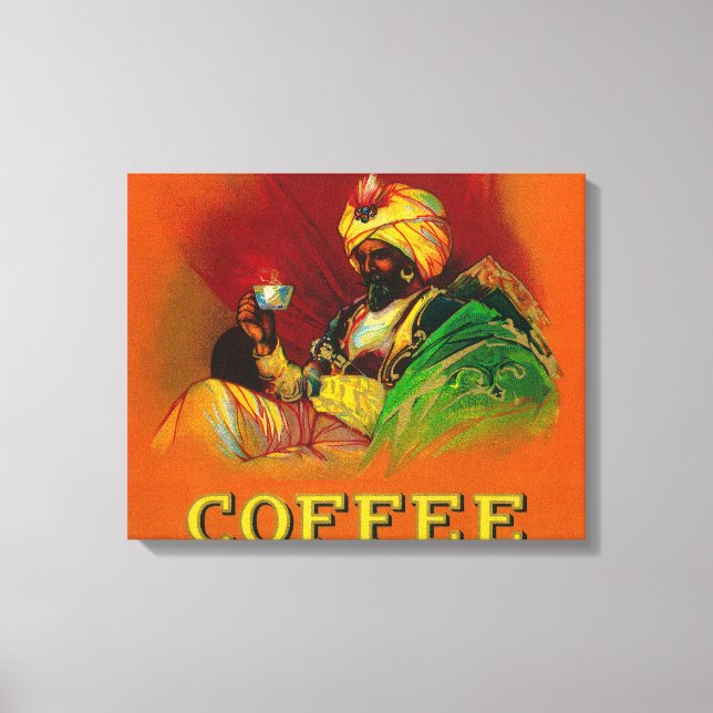 Arab Man Coffee Label Leinwanddruck (Vorderseite)