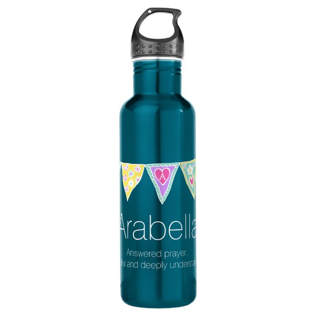 Arabella Name bedeutet Flaggenbündel Edelstahlflasche (Vorderseite)