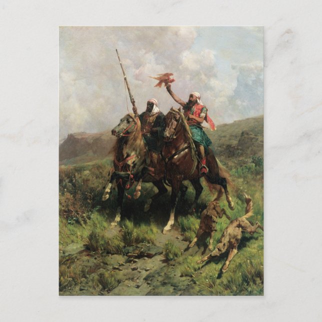 Araber mit einem Falken Postkarte (Vorderseite)