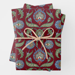 Arabeske Blumenmuster Geschenkpapier Set