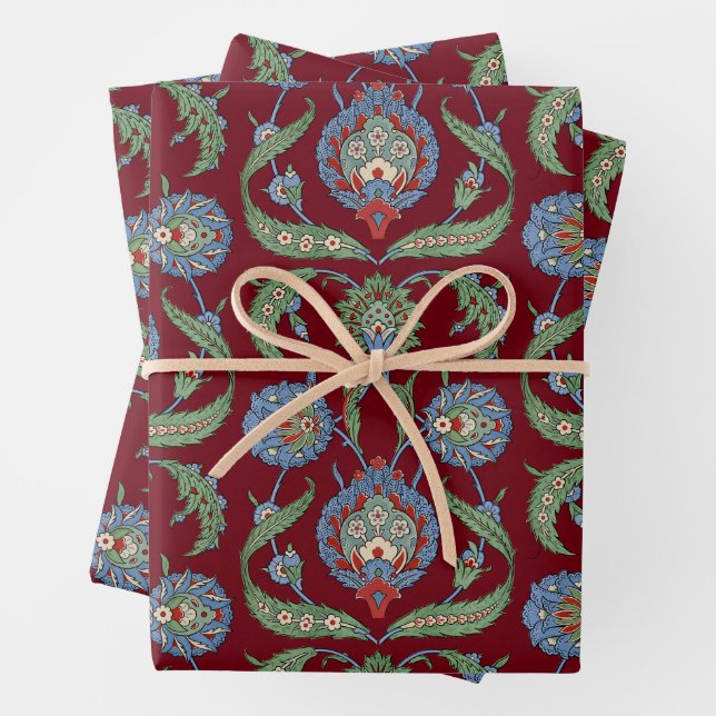 Arabeske Blumenmuster Geschenkpapier Set (Beispiel)