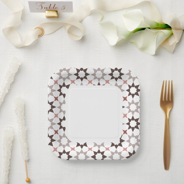 Arabeske quadratische Papierplatte Pappteller (Hochzeit)