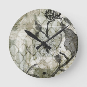 Arabeske-Schmetterlinge II Runde Wanduhr