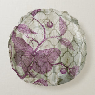 Arabeske-Schmetterlinge III Rundes Kissen