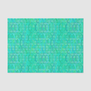 Arabeskedamast - Aqua und Türkis Seidenpapier