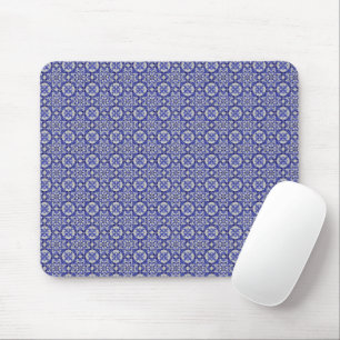 Arabesque Arab Middle Eastern Blue Tile Pattern Mousepad