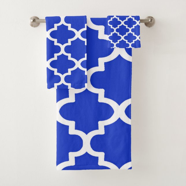 Arabesque Architektur Muster in Royal Blue Badhandtuch Set (Insitu)
