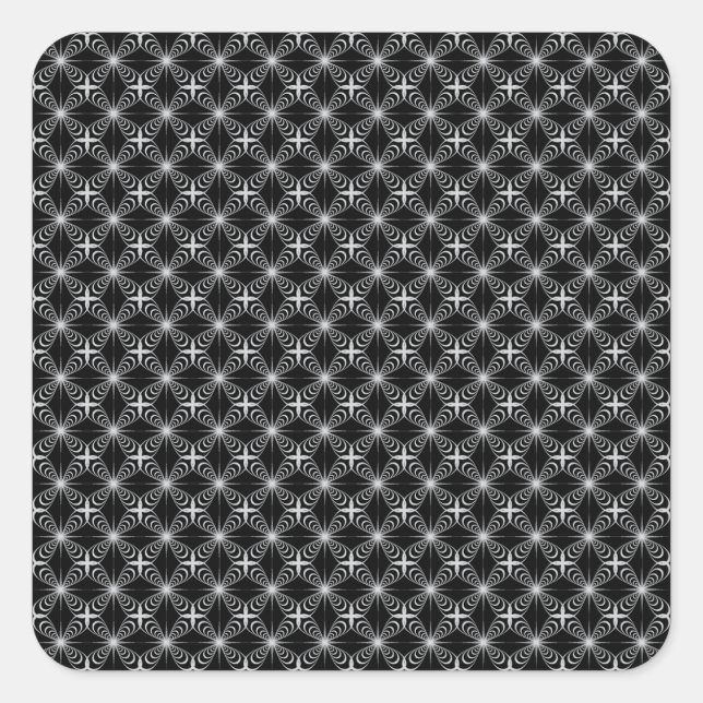 Arabesque auf grau quadratischer aufkleber (Vorderseite)