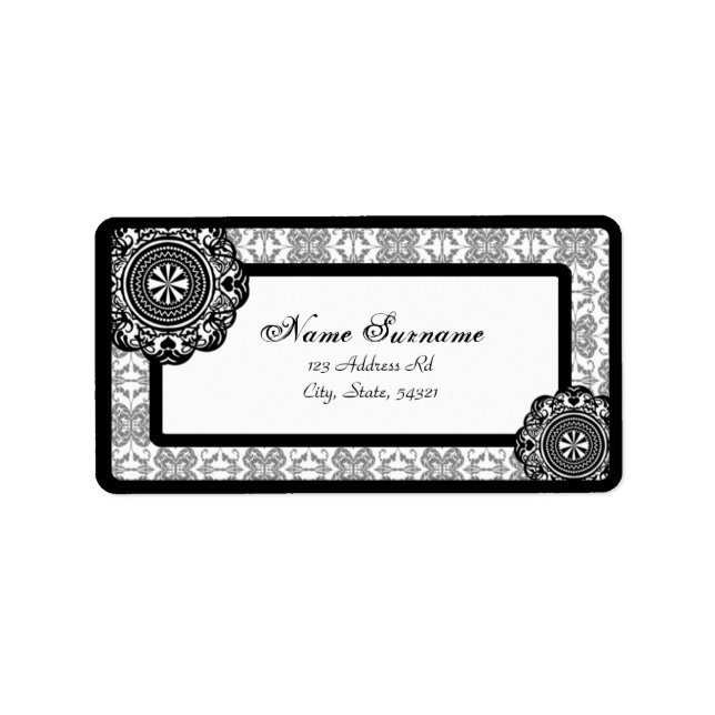 Arabesque Black Lace, Adressetiketten (Vorne)