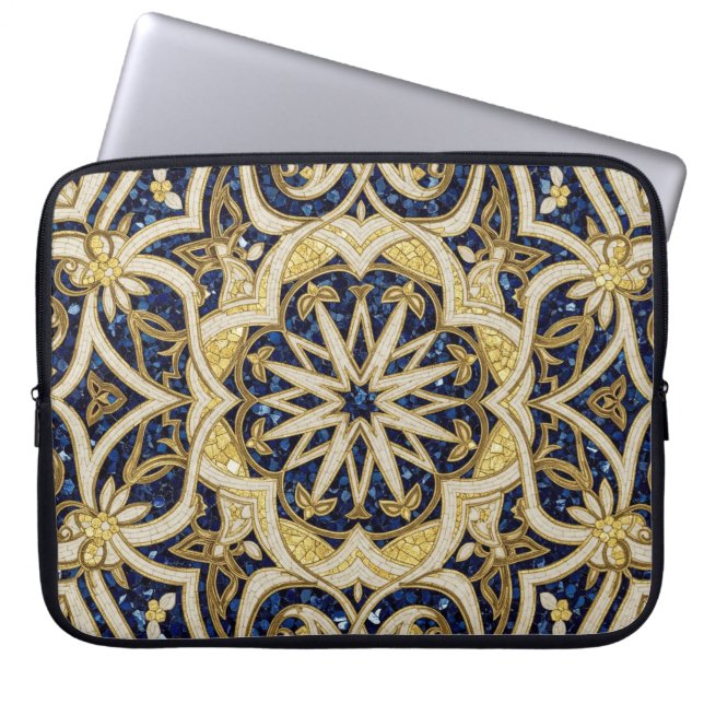 Arabesque Blau Mosaik Laptopschutzhülle (Vorderseite)
