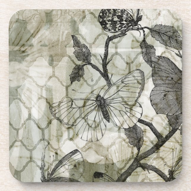 Arabesque Butterflies II Getränkeuntersetzer (Vorderseite)