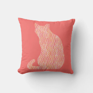 Arabesque Cat - Farbtöne von Korallenorange Kissen