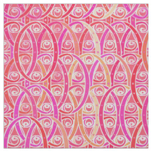 Arabesque-Damast - Farbtöne von Korallenrosa Stoff