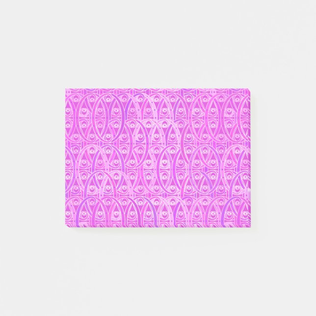 Arabesque-Damast - Lavendel und Orchid Post-it Klebezettel (Vorderseite)