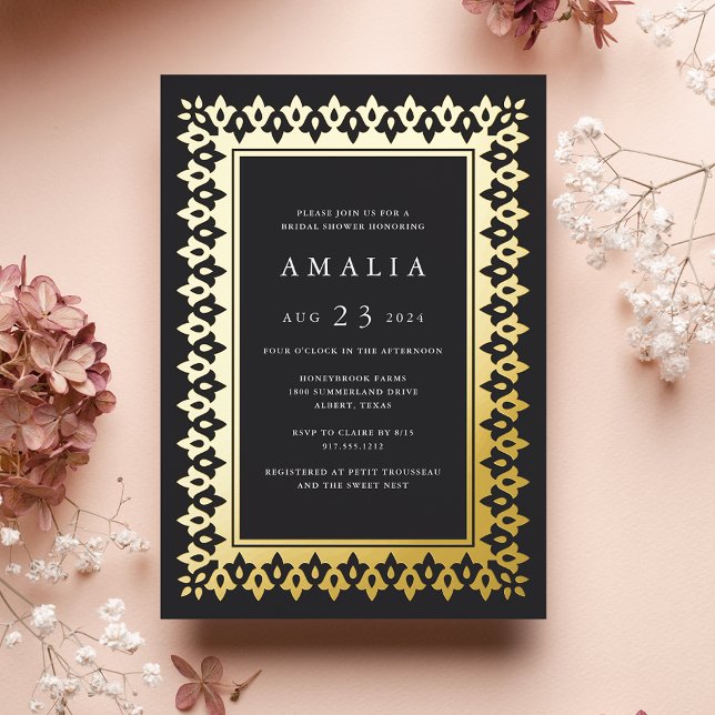 Arabesque | Elegantes Glam Brautparty Gold Folieneinladung (Von Creator hochgeladen)