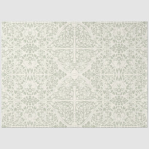Arabesque Floral Vines Sage Green Elfenbein Dekoup Seidenpapier