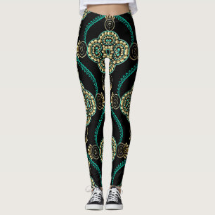Arabesque floral, Vintag Elegance Muster. Leggings