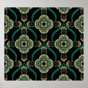 Arabesque floral, Vintag Elegance Muster. Poster