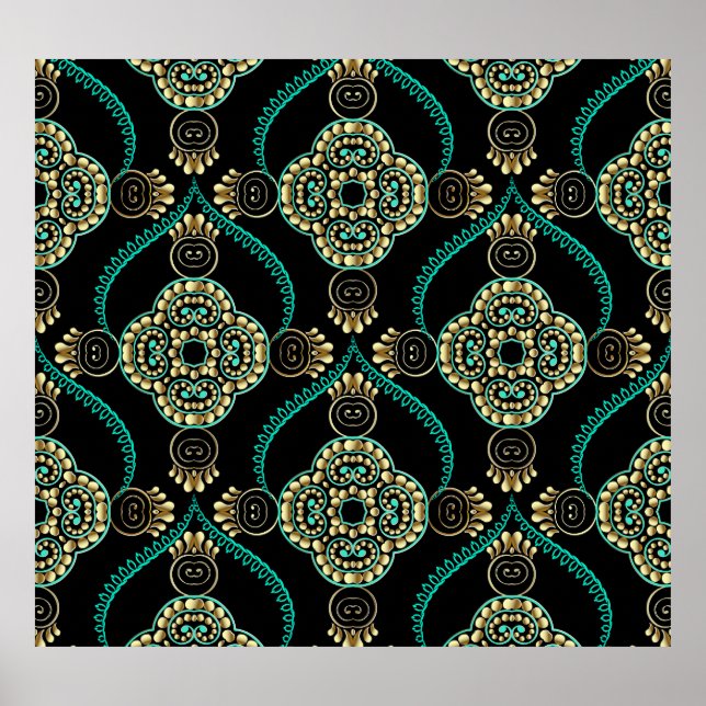Arabesque floral, Vintag Elegance Muster. Poster (Vorne)