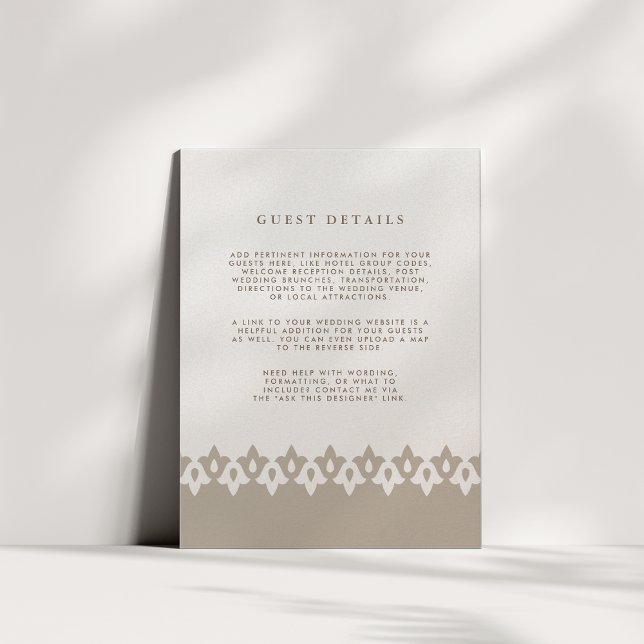 Arabesque Mariage - Carte de détails | Champagne (Créateur téléchargé)