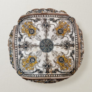 Arabesque Marmortextur Vintage Patchwork Rundes Kissen