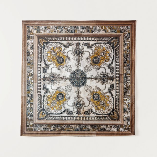 Arabesque Marmortextur Vintage Patchwork Wandteppich (Vorderseite)
