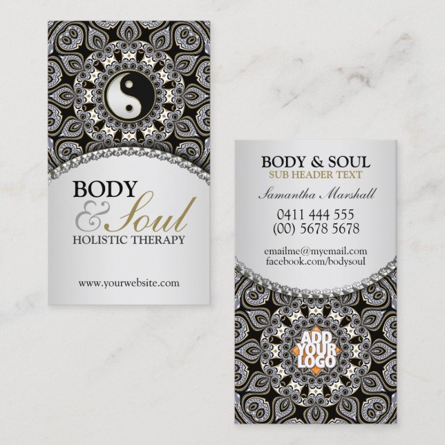 Arabesque New Age Holistic Business Card Visitenkarte (Vorne/Hinten)
