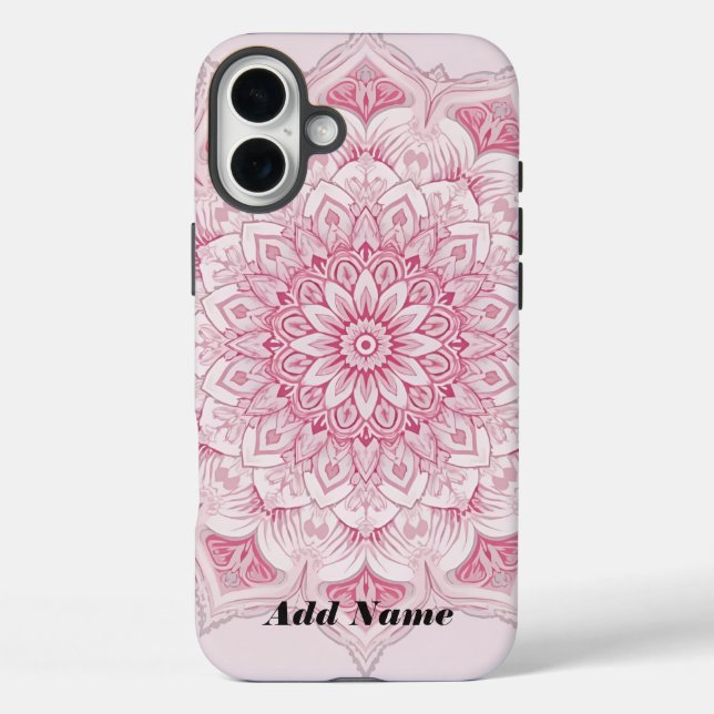 Arabesque Pink Mandala Fall iPhone 16 Plus Hülle (Rückseite)