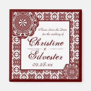 Arabesque Red Lace, Platz Save the Date Magnet