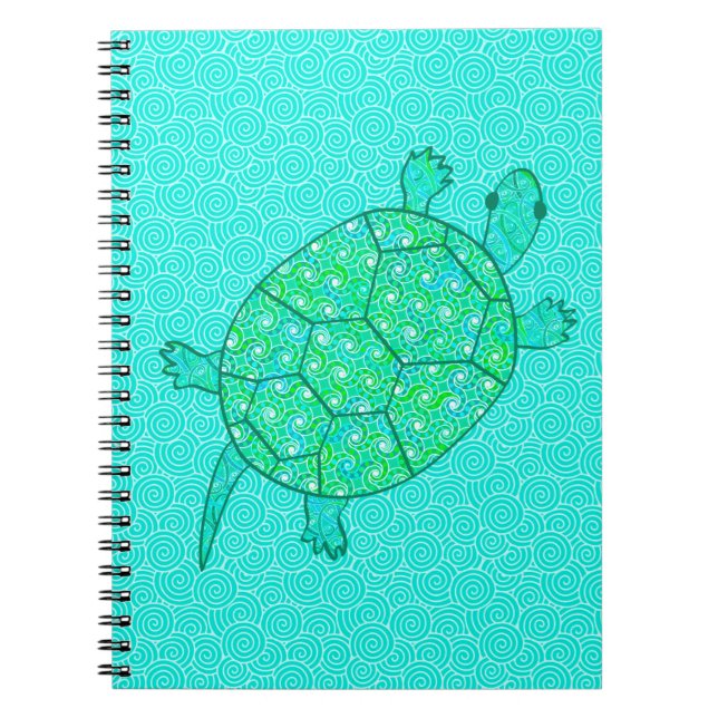 Arabesque, wirbelige Schildkröte - Meeresgrün Notizblock (Vorderseite)