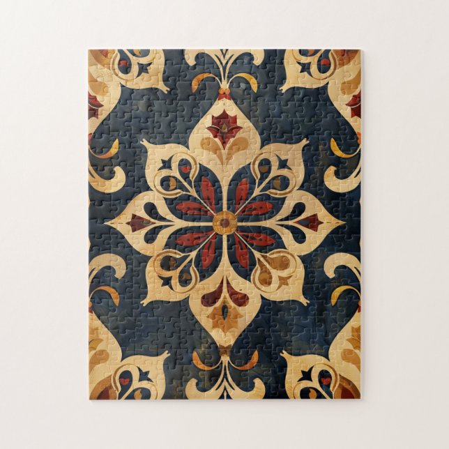 Arabesque Ziermuster Gold und dunkle Farben (Vertikal)