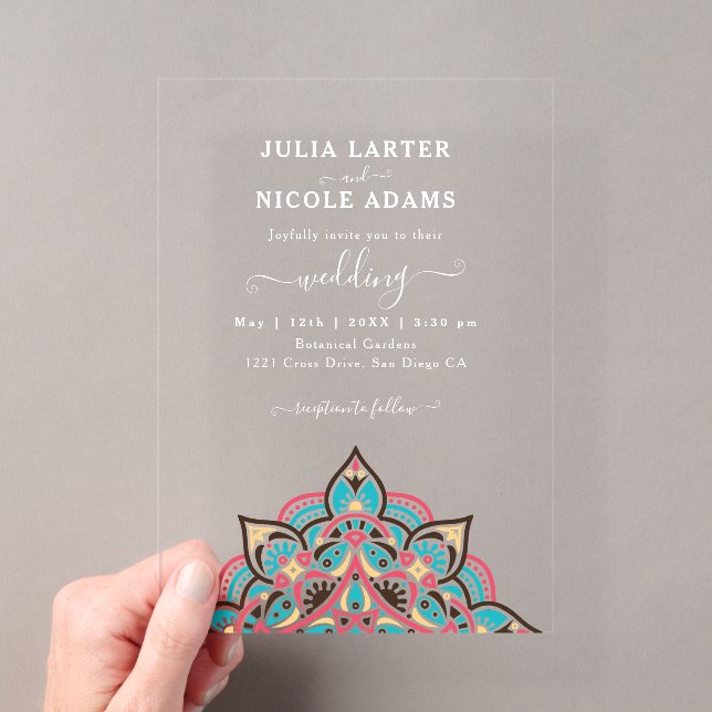 Arabian Art Nouveau Floral Arc Mandala Wedding Acryleinladungen (Insitu (Handheld))