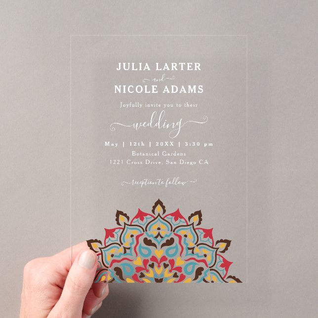 Arabian Art Nouveau Floral Arc Mandala Wedding Acryleinladungen (Insitu (Handheld))