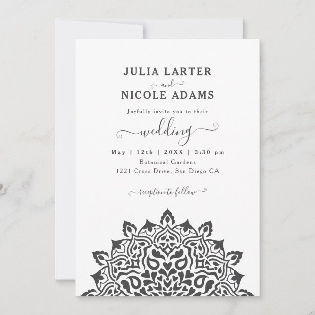 Arabian Art Nouveau Floral Arch Mandala Wedding Einladung (Vorderseite)