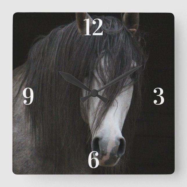 Arabian Beauty Horse Quadratische Wanduhr (Vorderseite)