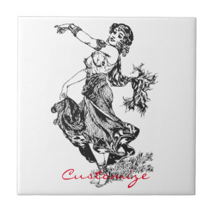 Arabian Belly Dancer Vintag Art Thunder_Cove Fliese
