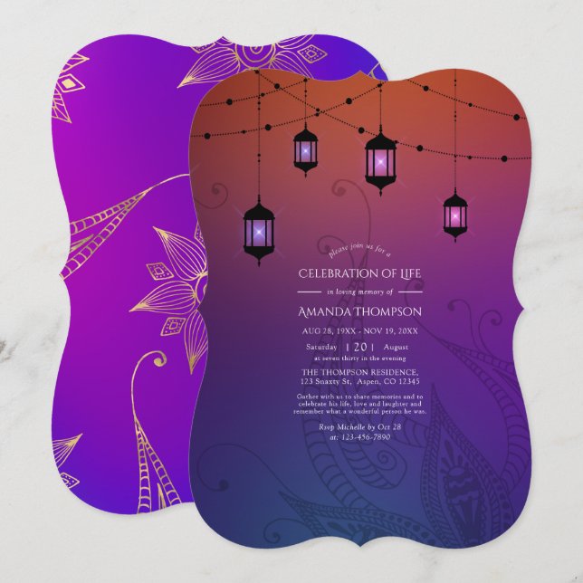 Arabian Bollywood Célébration de la vie Invitation (Devant / Derrière)