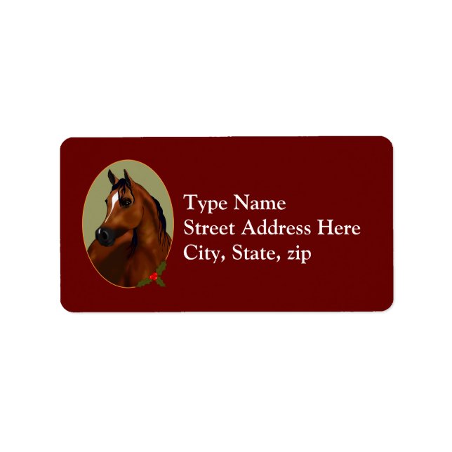 Arabian Horse Christmas Cameo Label Adressaufkleber (Vorne)
