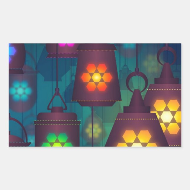 Arabian Lanterns Nahost-Design Rechteckiger Aufkleber (Vorderseite)