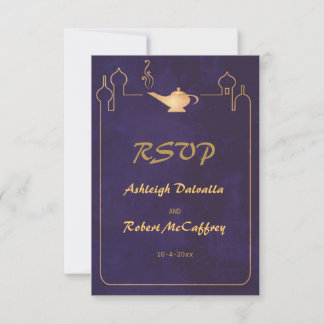 Arabian Magic Lamp Wedding RSVP Cards Karte