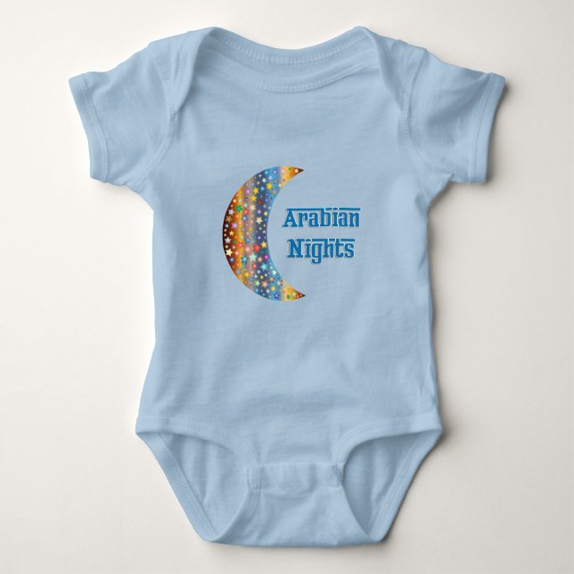 Arabian Nights Crescent Moon Star Design Baby Strampler (Vorderseite)