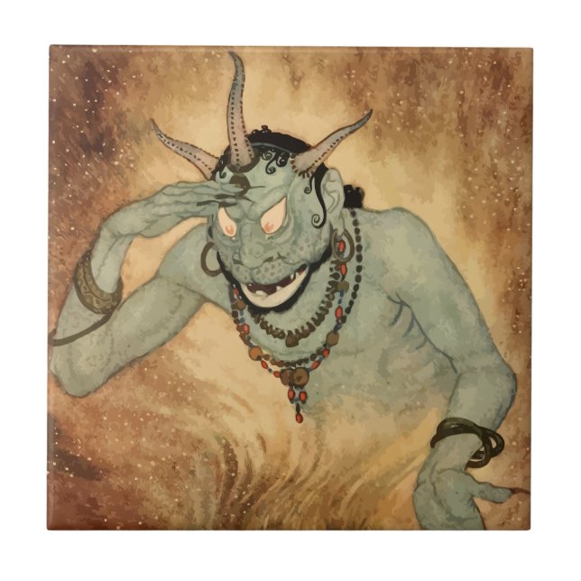 Arabian Nights Genie von Edmund Dulac Fliese (Vorderseite)